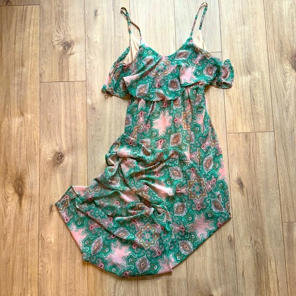 DAINTY HOOLIGAN Silk Boho Spaghetti Strap Paisley Print Maxi Dress - Picture 1 of 5